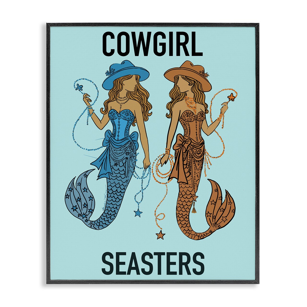 Stupell Industries Cowgirl Seasters Mermaid Friendship Framed Giclee, design by Amelia Noyes
